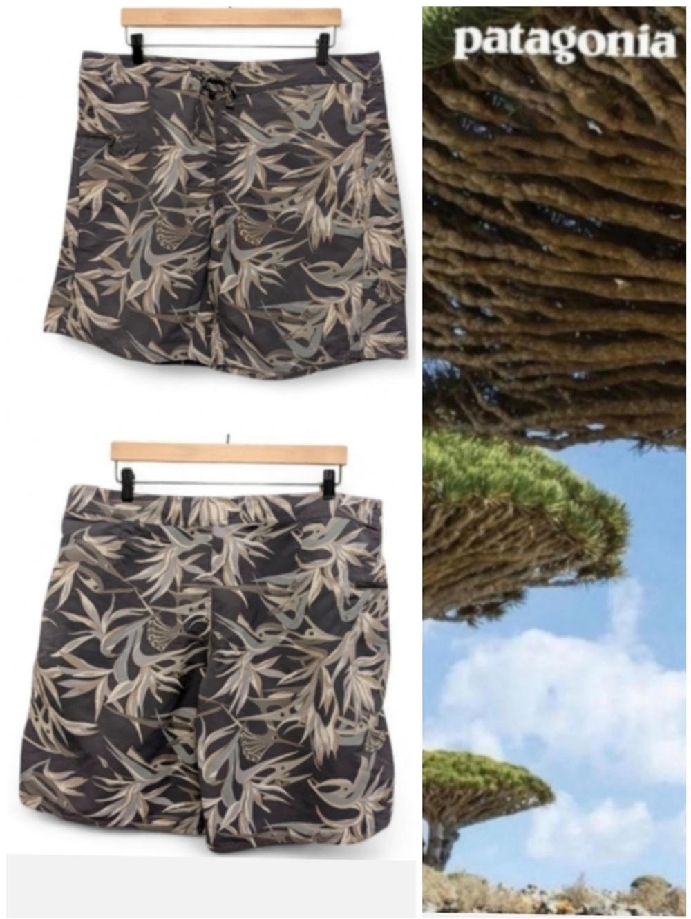 PATAGONIA Wavefarer Boardshorts 38 Piton Paradise Swim Charcoal XL